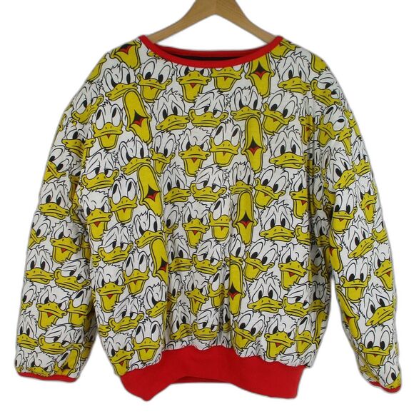 Vintage 90s Disney Mickey & Co Donald Duck Reversible All Over Print Sweatshirt - Picture 2 of 6